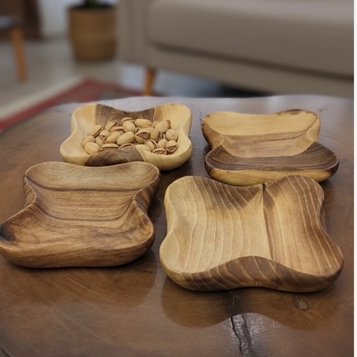 پیش دستی مربع دفرمه چوبی