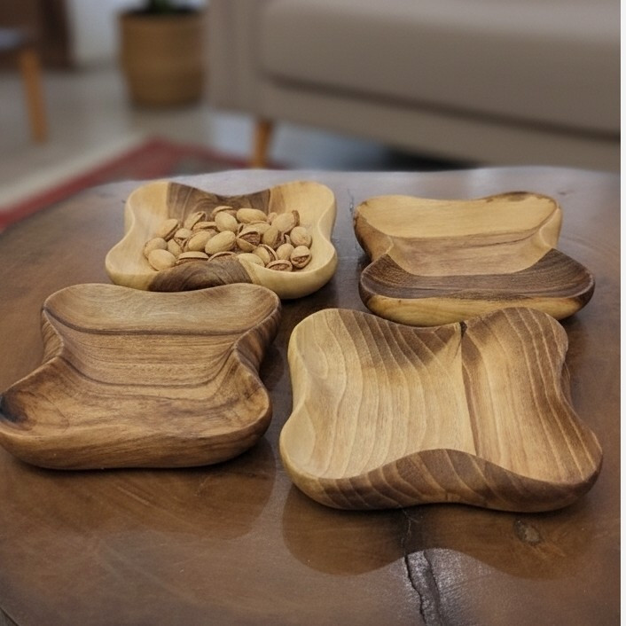 پیش دستی مربع دفرمه چوبی