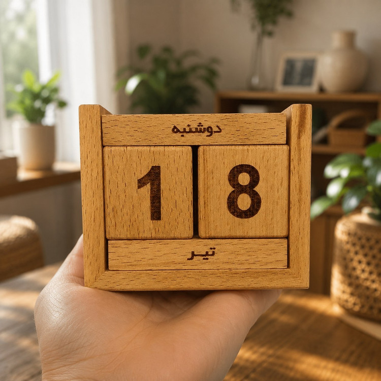 تقویم چوبی راش با روز هفته