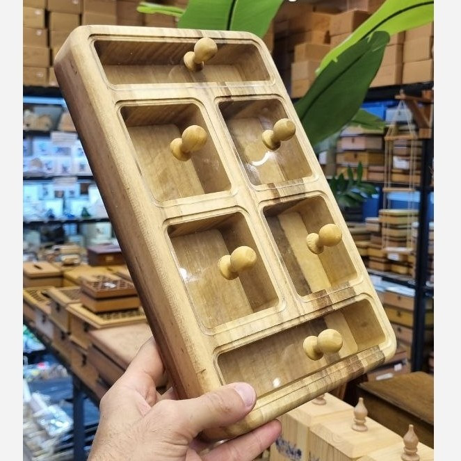 جعبه پذیرایی چوبی رامیلا (مستطیل 6 خانه)