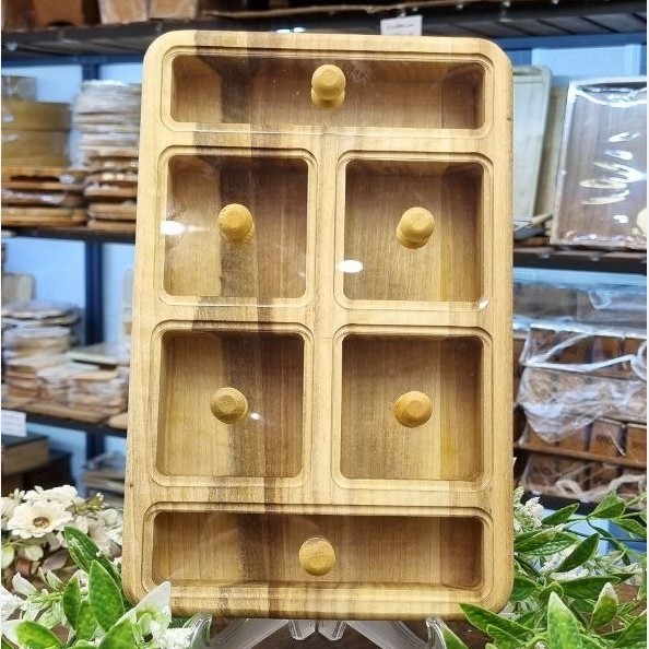 جعبه پذیرایی چوبی رامیلا (مستطیل 6 خانه)