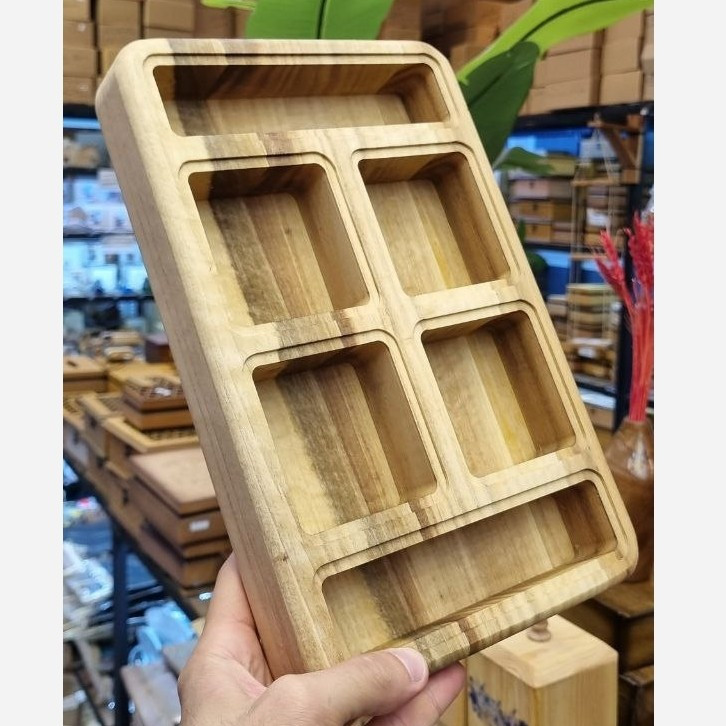 جعبه پذیرایی چوبی رامیلا (مستطیل 6 خانه)