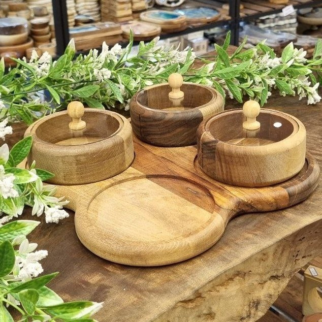 جعبه پذیرایی چوبی بیتا 4 دایره