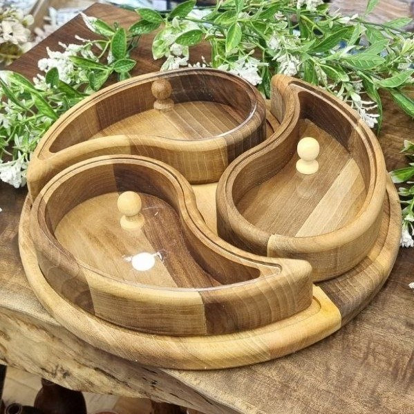جعبه چوبی پذیرایی خاتم 4 تکه