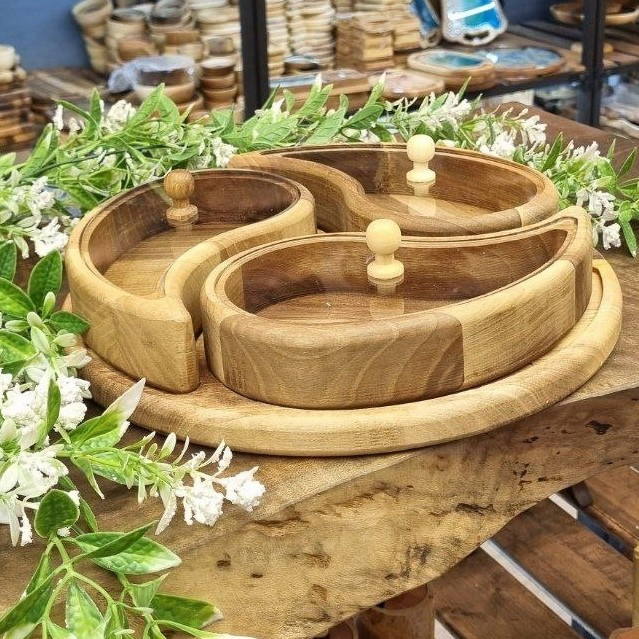 جعبه چوبی پذیرایی خاتم 4 تکه