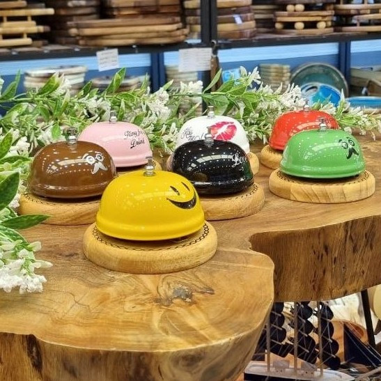 زنگ رومیزی رنگی مدل فانتزی پایه چوبی
