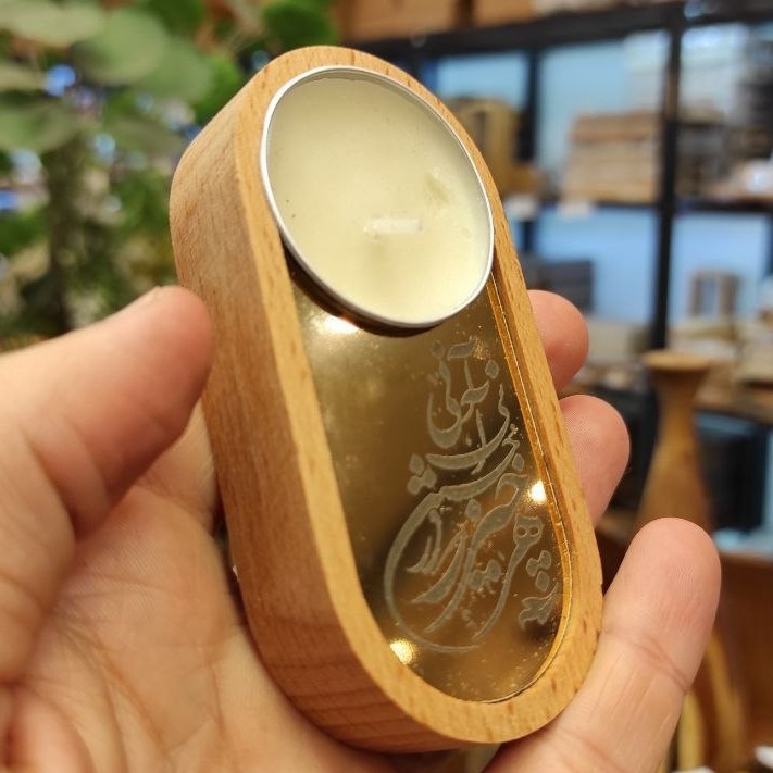 پایه شمع طرح دار چوبی