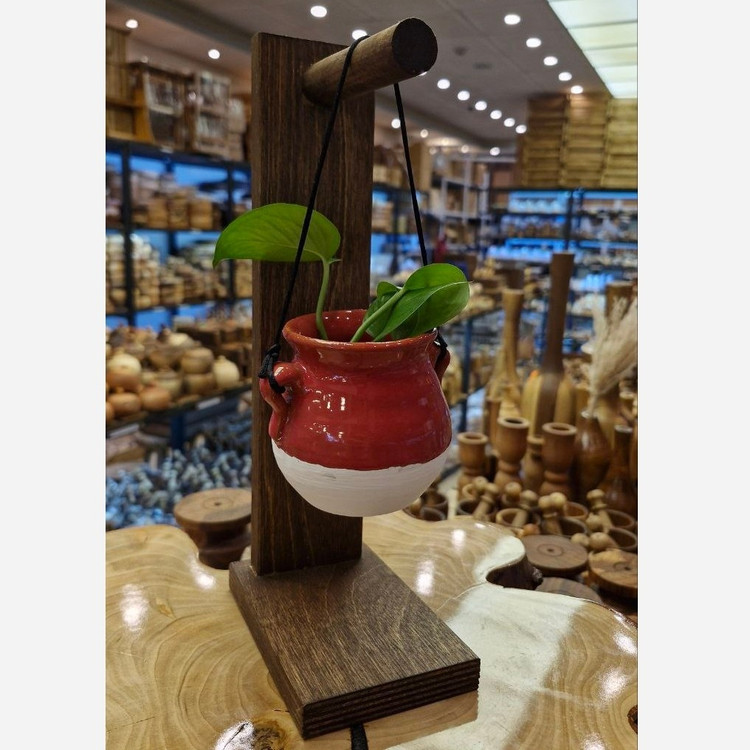 گلدان دیزی سفالی چوبی