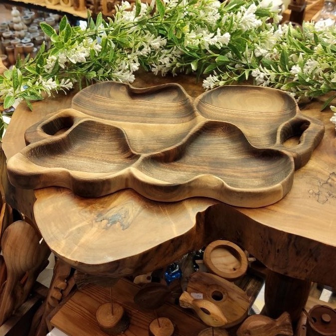 سینی چوبی دفرمه چهار خانه