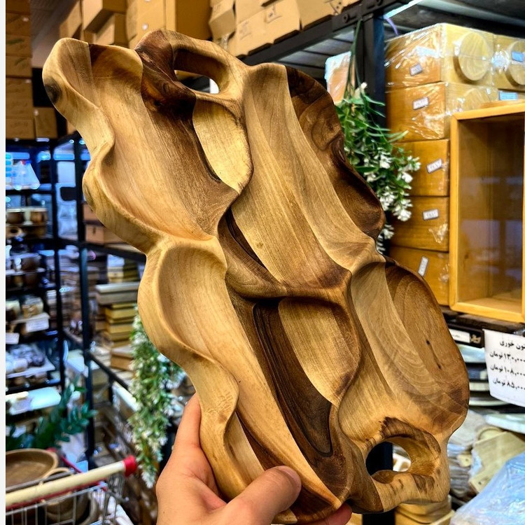 سینی چوبی دفرمه چهار خانه