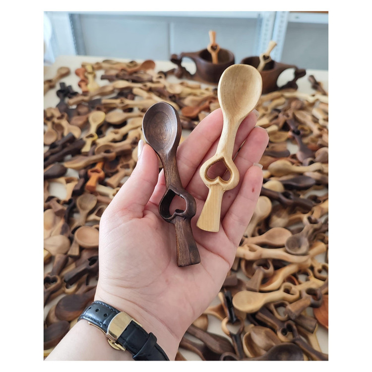 قاشق چایخوری چوبی قلبی