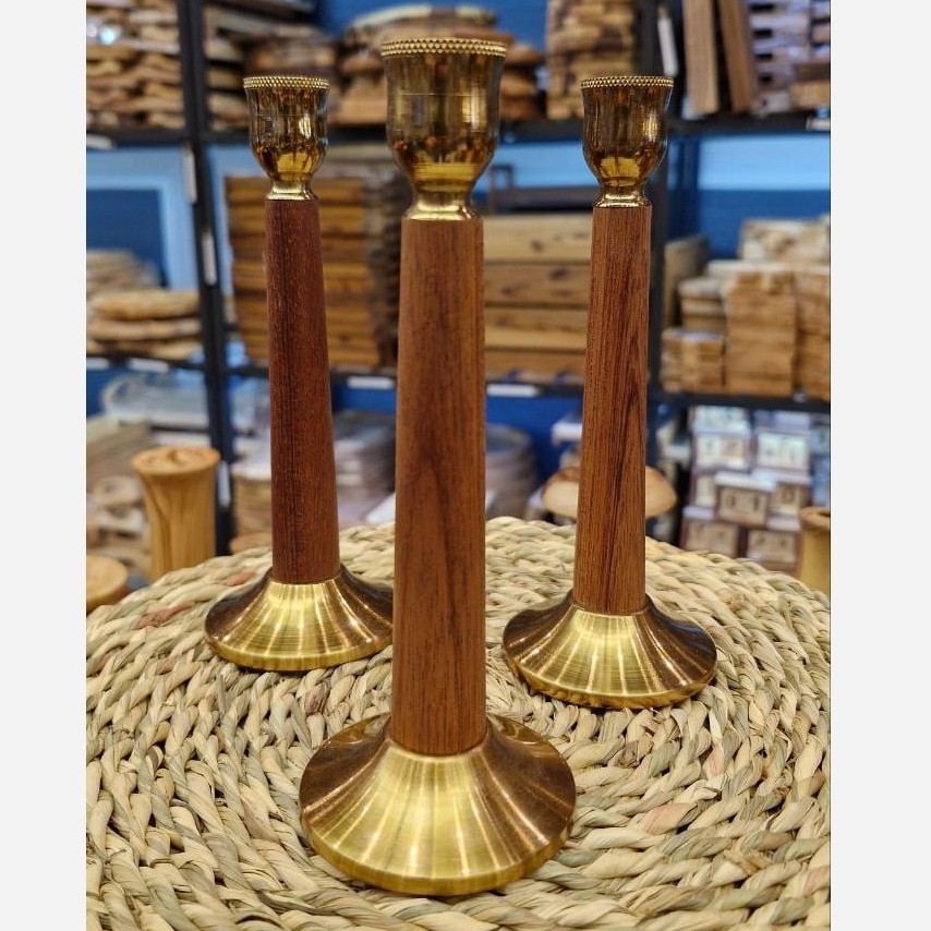 جا شمعی چوب و برنج