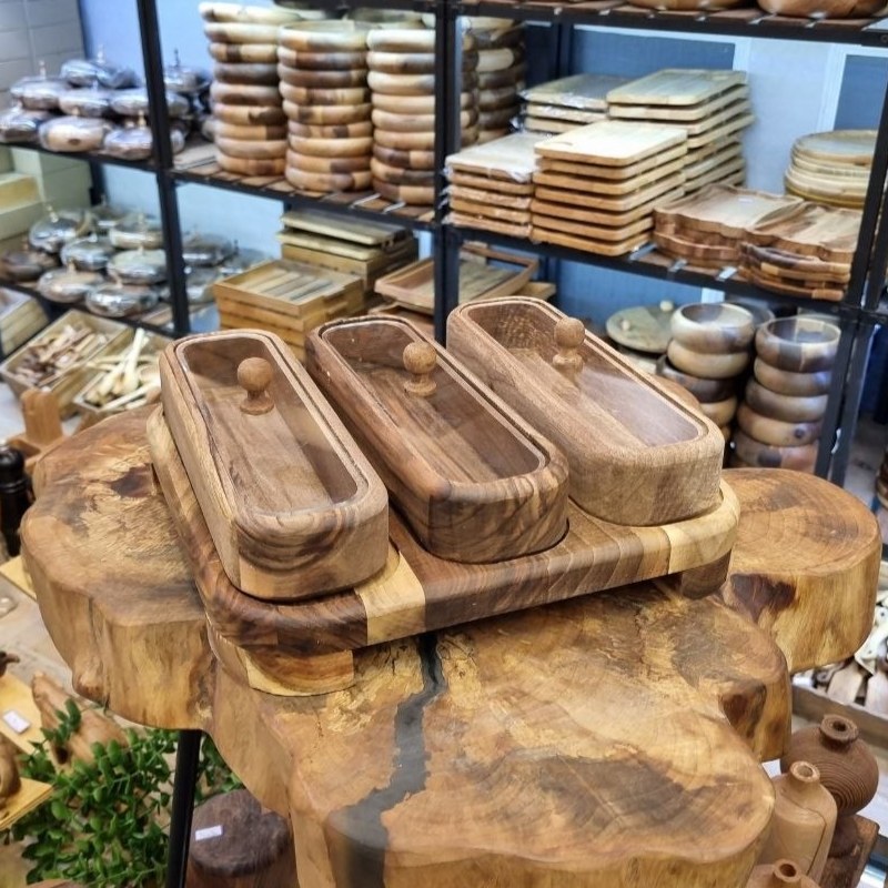 جعبه پذیرایی چوبی 3 خانه نگار